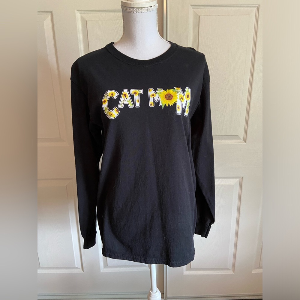 Cat Mom sunflower long sleeve